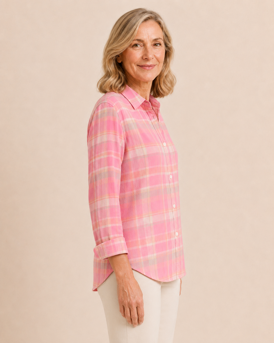 Tatum | Coral Plaid Shirt