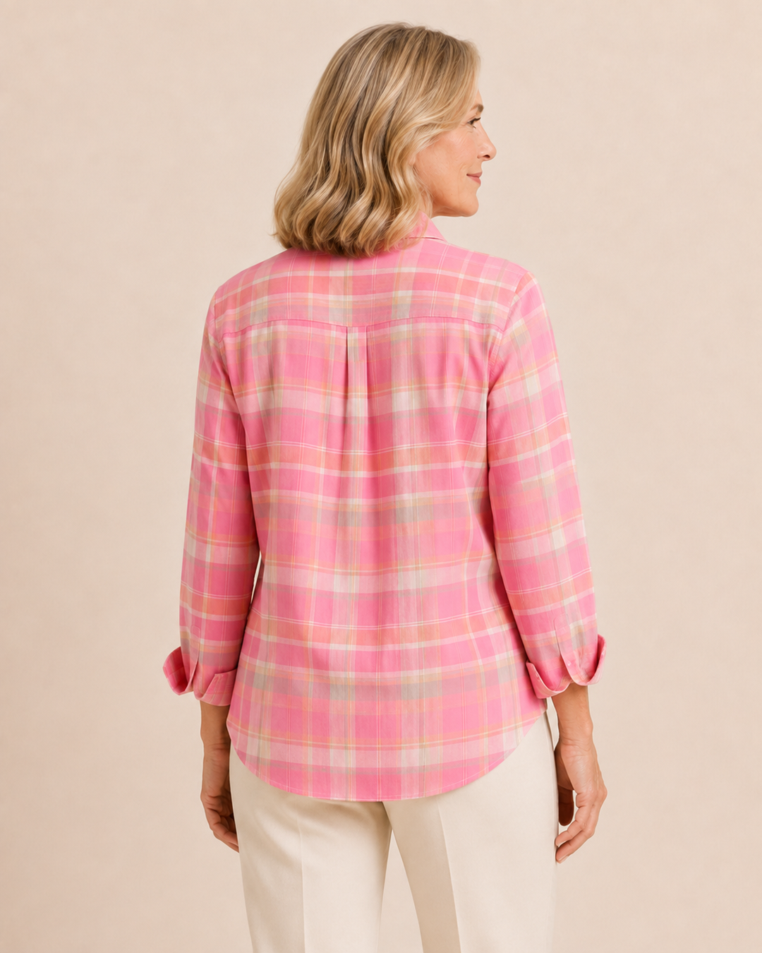 Tatum | Coral Plaid Shirt
