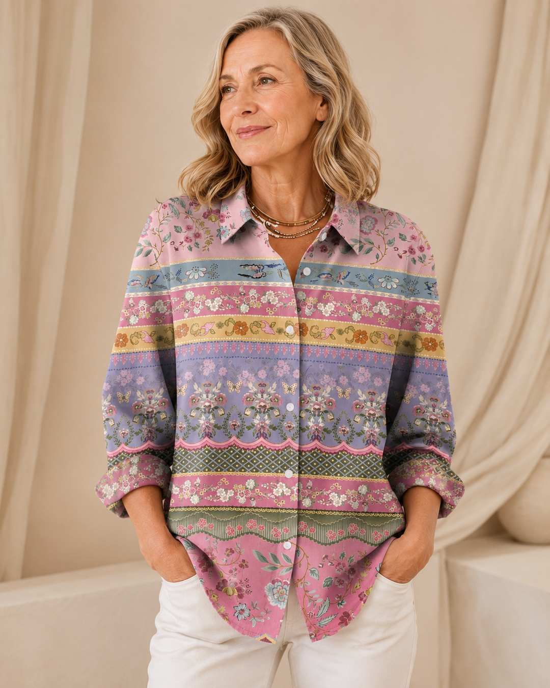 Wren | Vintage Floral Stripe Shirt