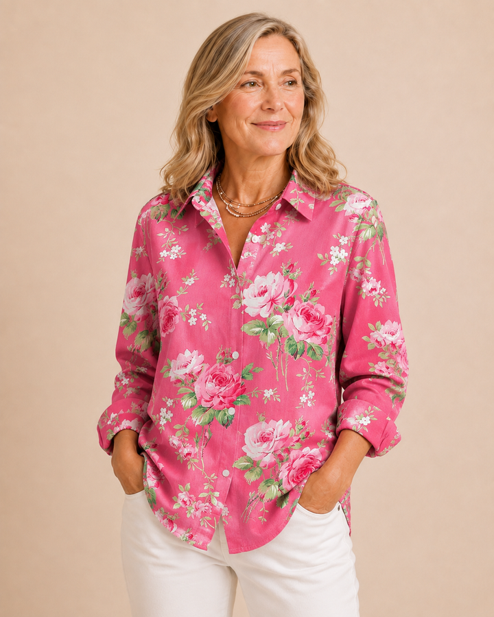 Sabrina | Rose Print Shirt