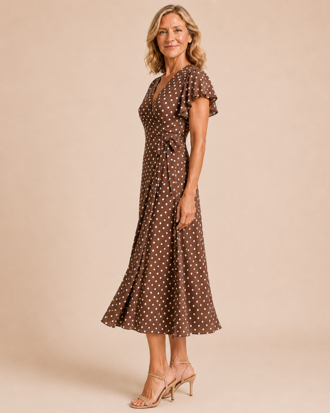 Sandra | Polka Dot Cross Neck Dress