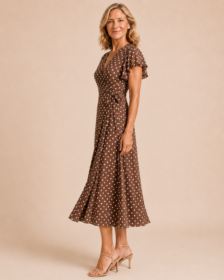 Sandra | Polka Dot Cross Neck Dress