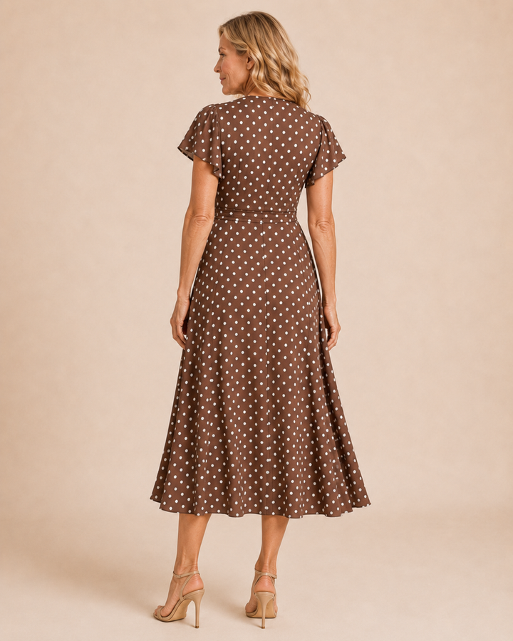 Sandra | Polka Dot Cross Neck Dress