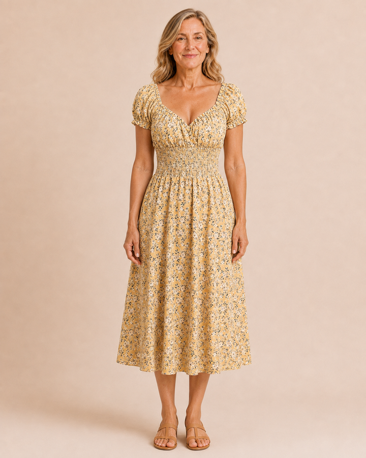 Marissa | Bohemian Pleated Midi Dress