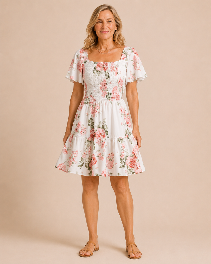 Lorraine | Floral Waist Tie Summer Dress