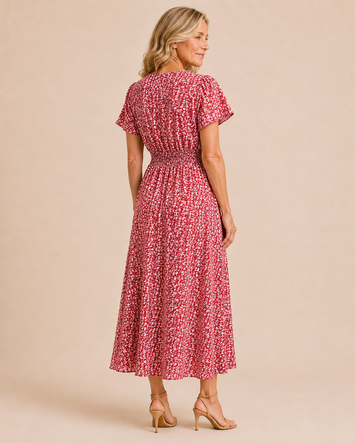 Yvonne | Floral Flutter Sleeve Split Dress