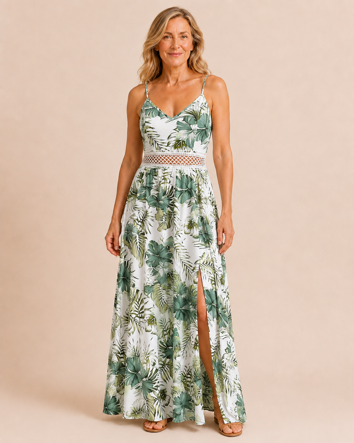 Kimberly | Floral Strappy Split Dress