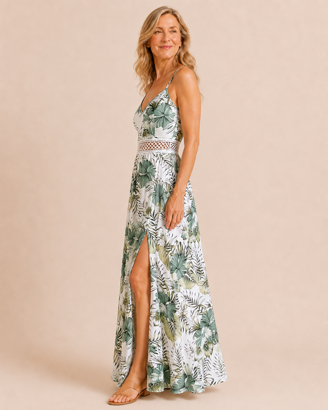 Kimberly | Floral Strappy Split Dress
