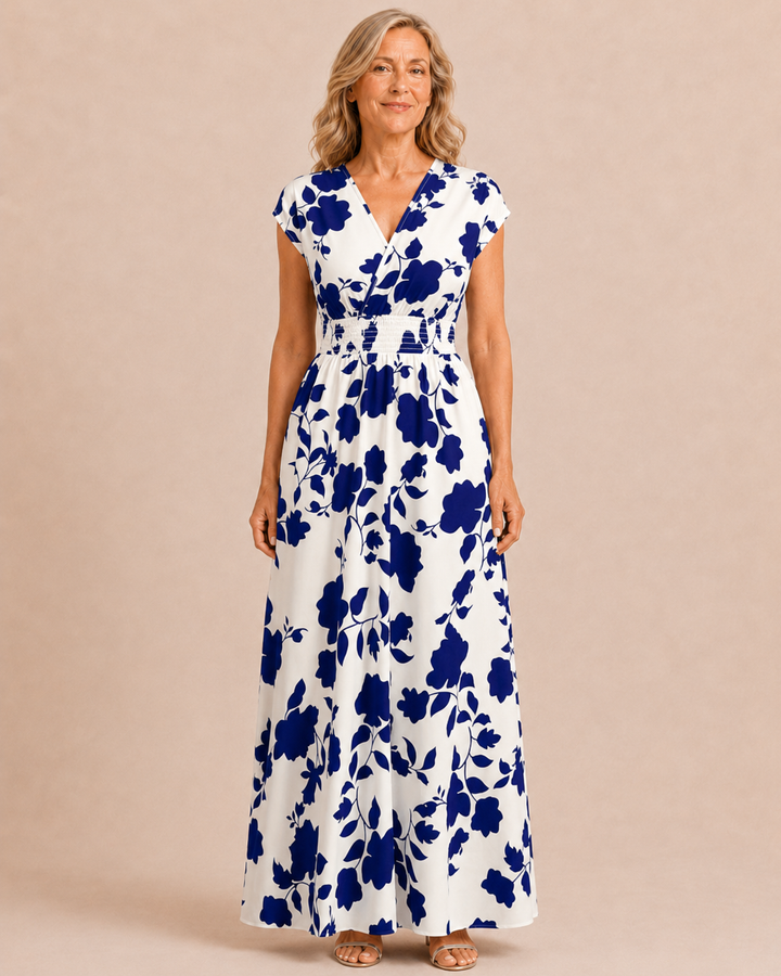 Carly | Floral V-Neck A-Line Maxi Dress