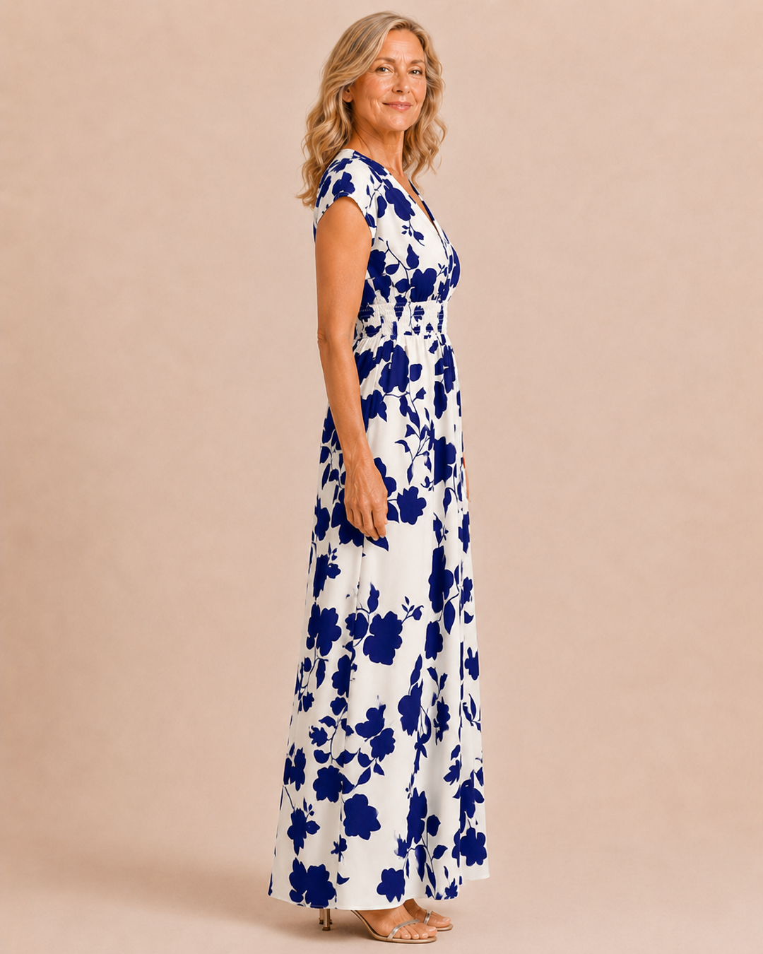Carly | Floral V-Neck A-Line Maxi Dress