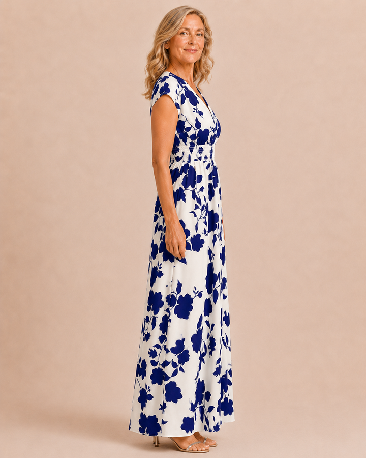 Carly | Floral V-Neck A-Line Maxi Dress