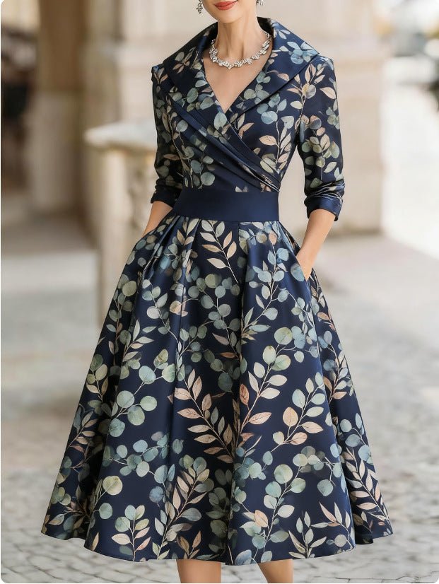 Elegant Midi Dress | Women's Dress with Floral Print & Structured Fit | Perfect for Wedding Guests and Formal Events
