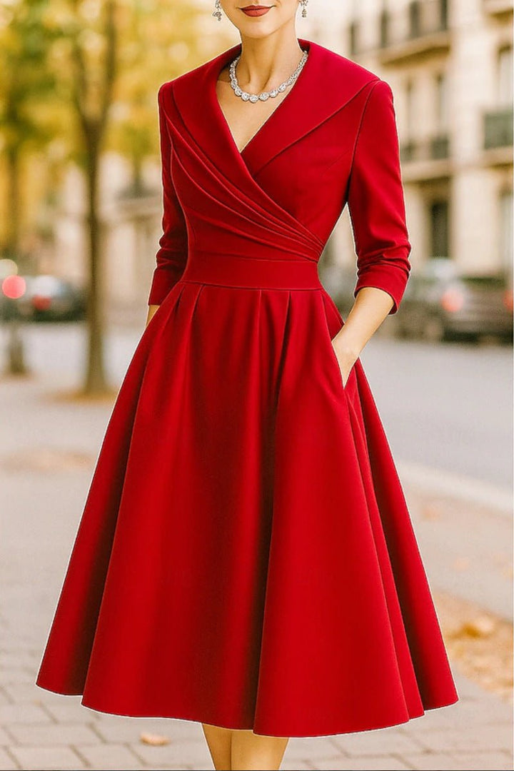 Elegant Midi Dress | Women's Dress with Floral Print & Structured Fit | Perfect for Wedding Guests and Formal Events