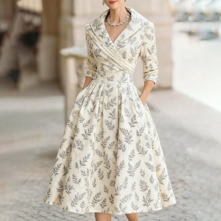 Elegant Midi Dress | Women's Dress with Floral Print & Structured Fit | Perfect for Wedding Guests and Formal Events