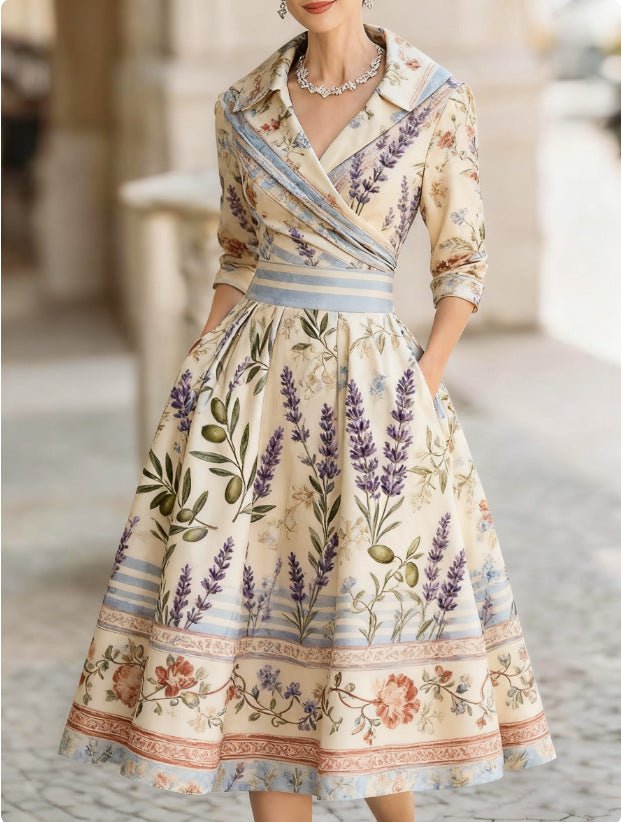 Elegant Midi Dress | Women's Dress with Floral Print & Structured Fit | Perfect for Wedding Guests and Formal Events
