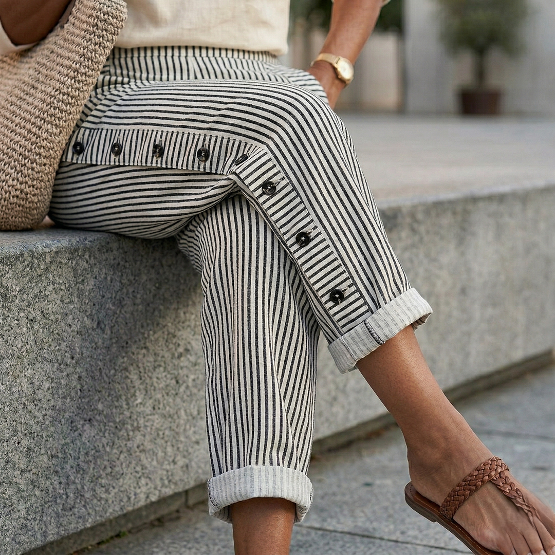 REA | COMFORTABLE STRIPED CASUAL PANTS