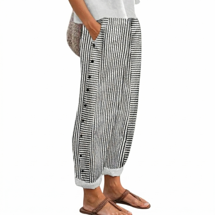 REA | COMFORTABLE STRIPED CASUAL PANTS