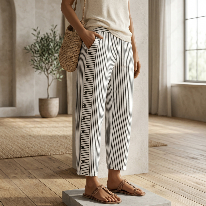 REA | COMFORTABLE STRIPED CASUAL PANTS