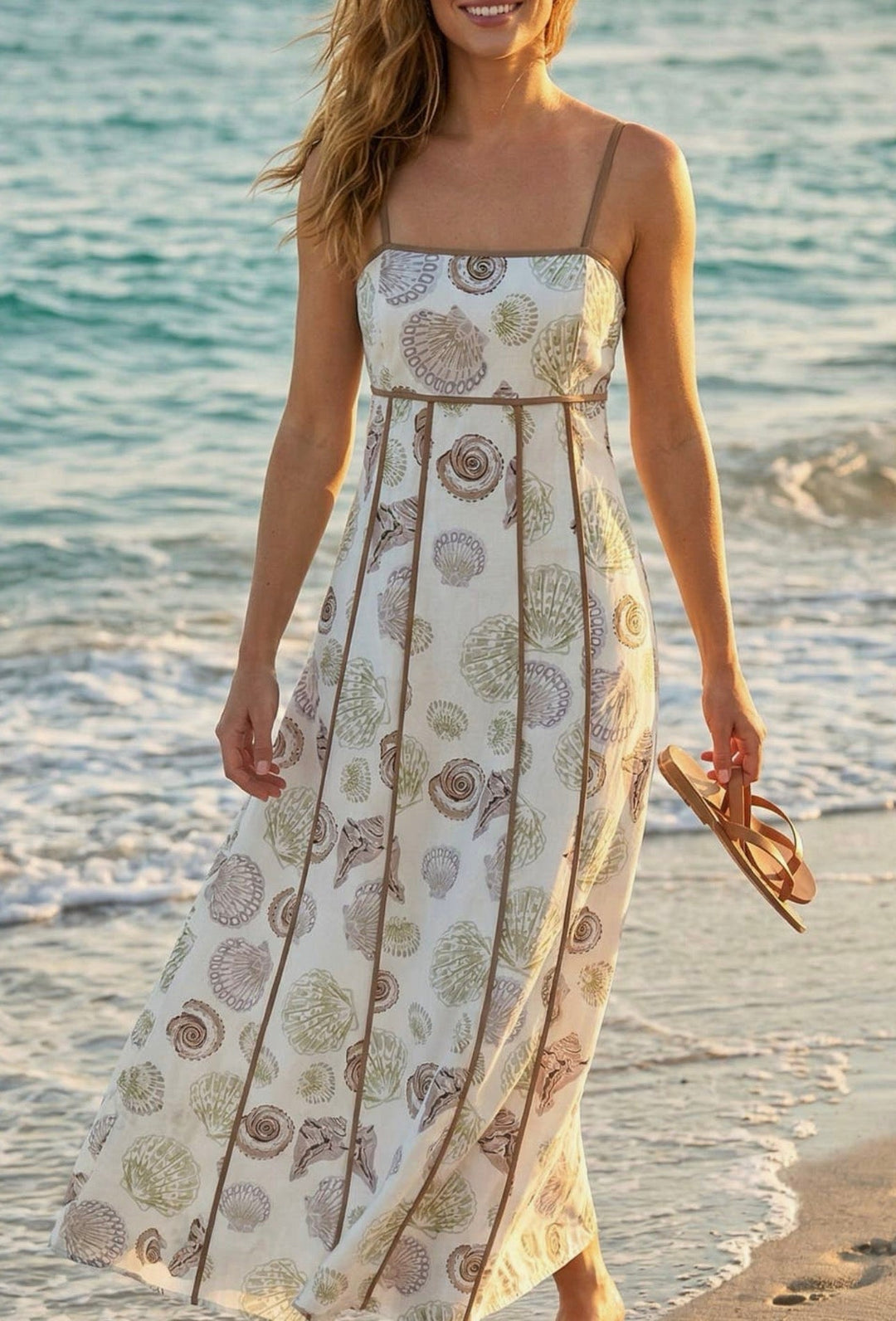 Seashell Print Maxi Dress
