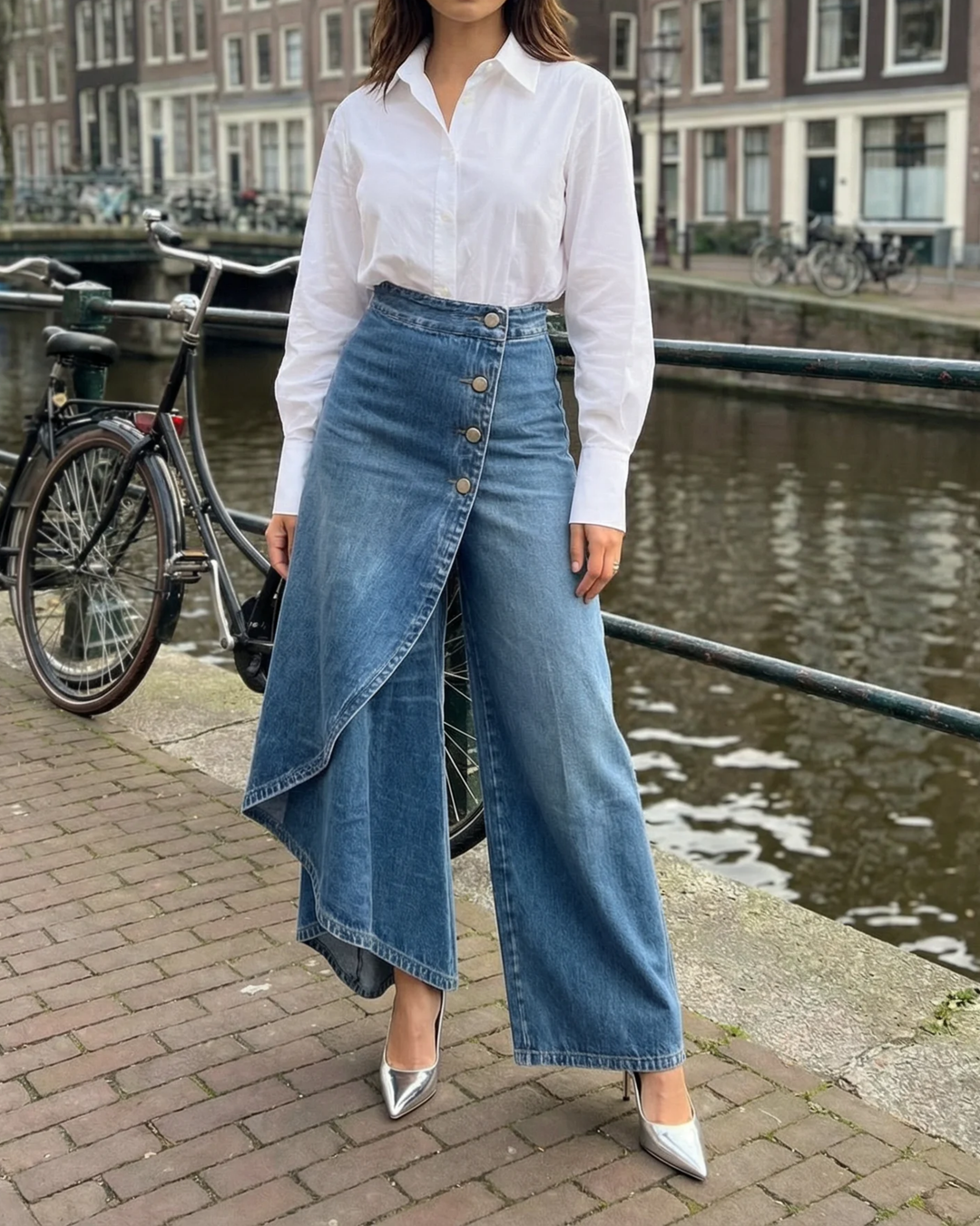 Pavellea | Wrap Panel Wide Leg Jeans