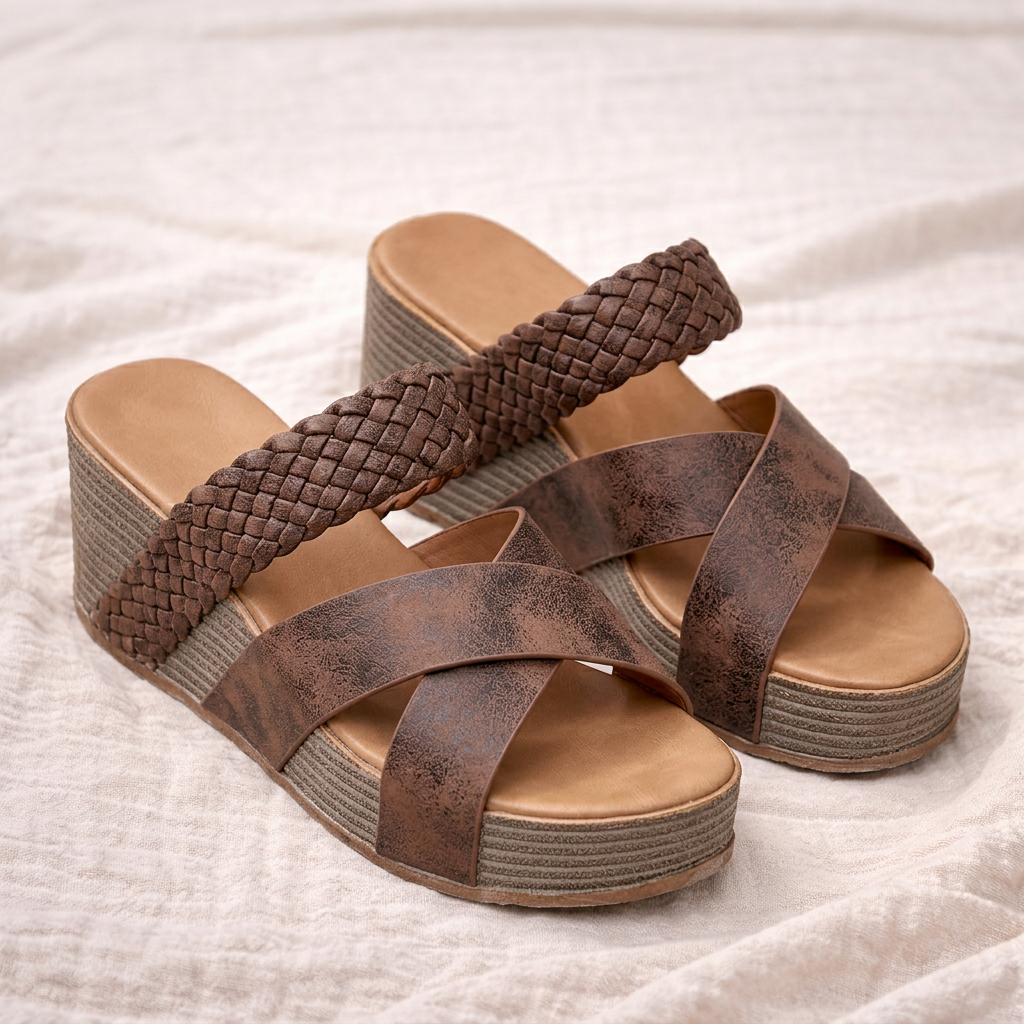 Delaney | Braided Cross Sandals