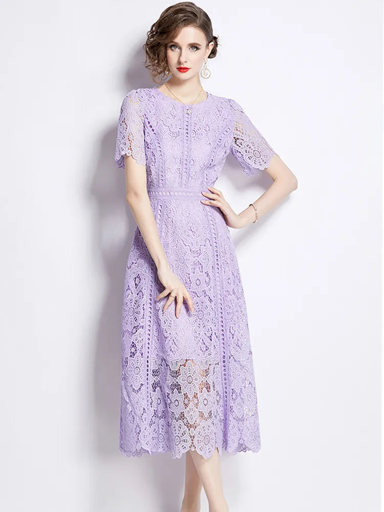 Marlene | Vintage Lace Cutwork Midi Dress