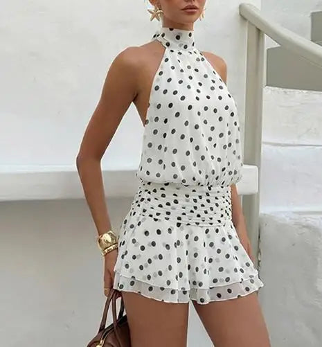 Sloane | Polka Dot Halter Mini Dress