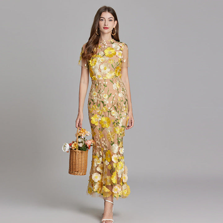 Primrose | Women's Romantic Floral Appliqué Mermaid Evening Gown