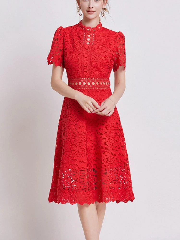 Marlene | Vintage Lace Cutwork Midi Dress