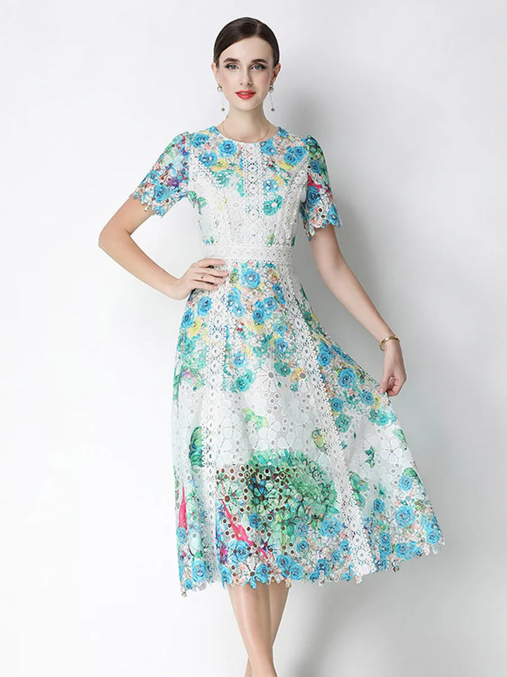 Rosalyn | Openwork Lace Fitted Midi Dress