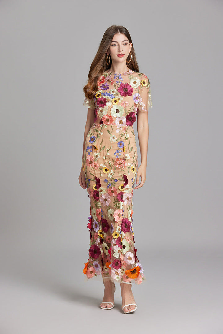 Primrose | Women's Romantic Floral Appliqué Mermaid Evening Gown