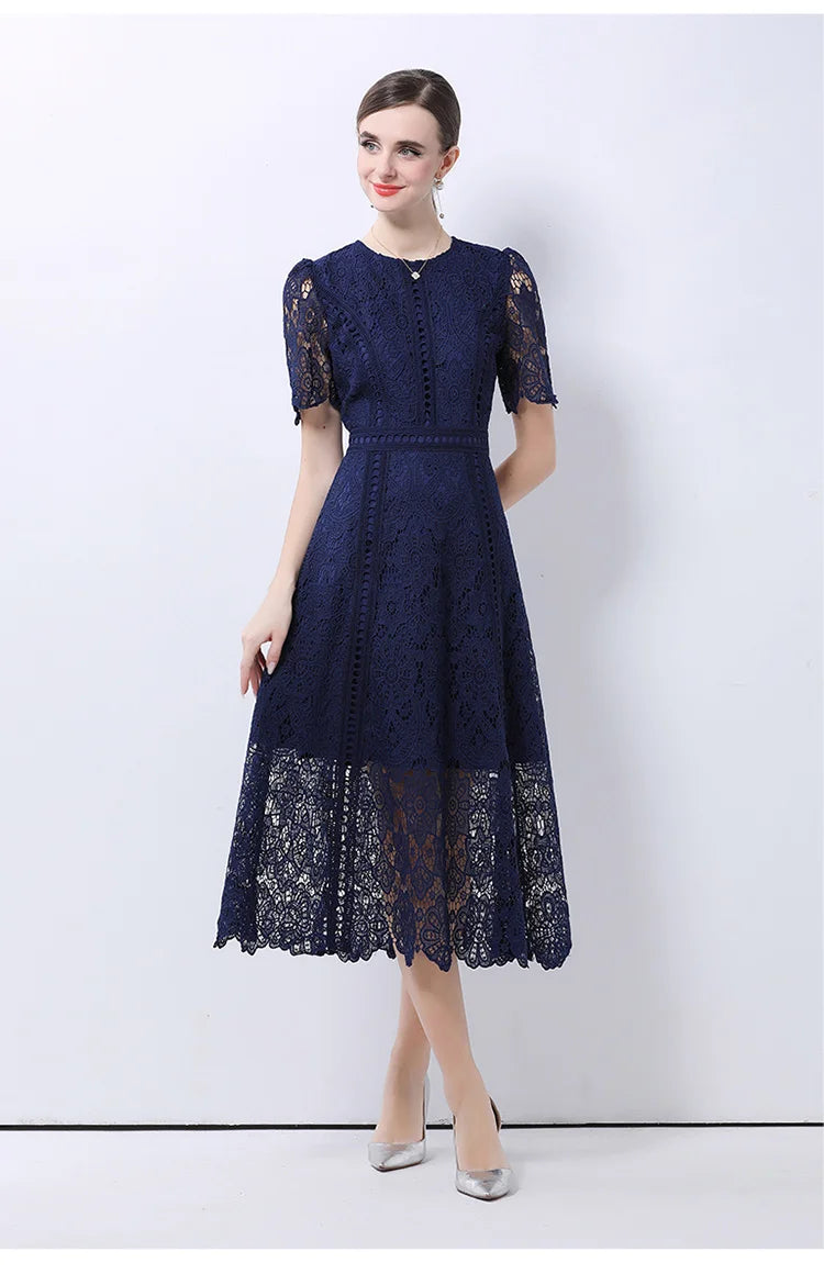 Marlene | Vintage Lace Cutwork Midi Dress