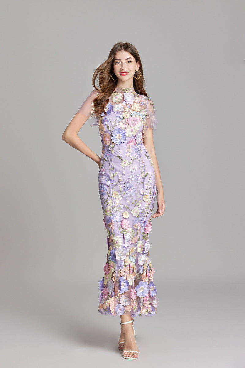 Primrose | Women's Romantic Floral Appliqué Mermaid Evening Gown