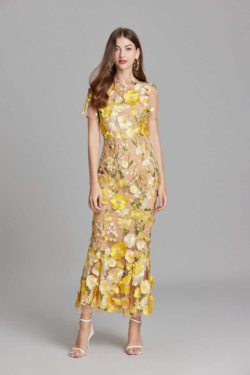 Primrose | Women's Romantic Floral Appliqué Mermaid Evening Gown