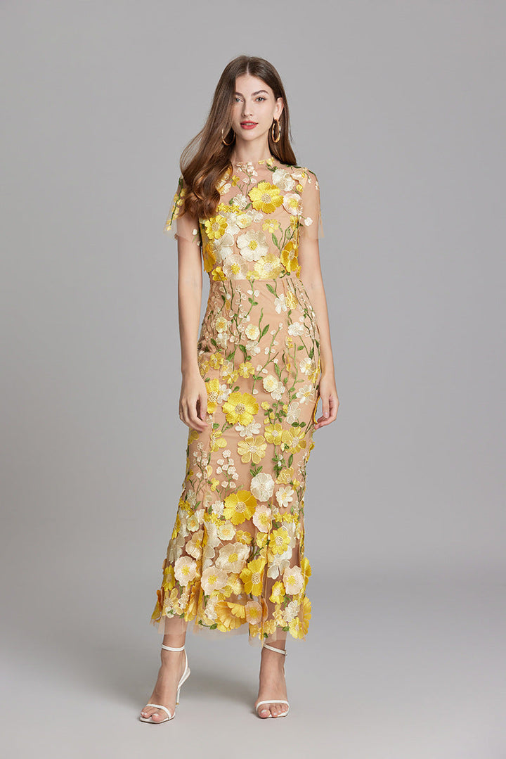 Primrose | Women's Romantic Floral Appliqué Mermaid Evening Gown