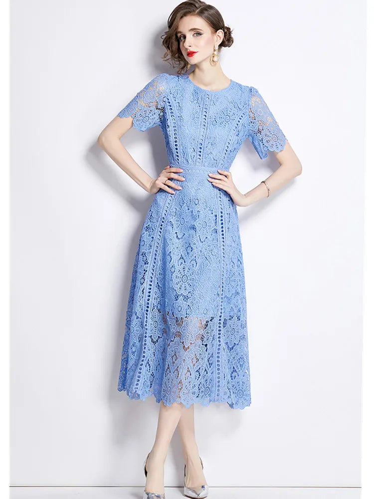 Marlene | Vintage Lace Cutwork Midi Dress