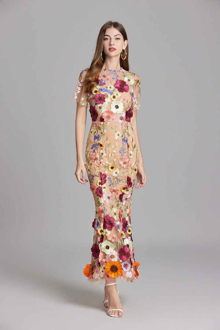 Primrose | Women's Romantic Floral Appliqué Mermaid Evening Gown
