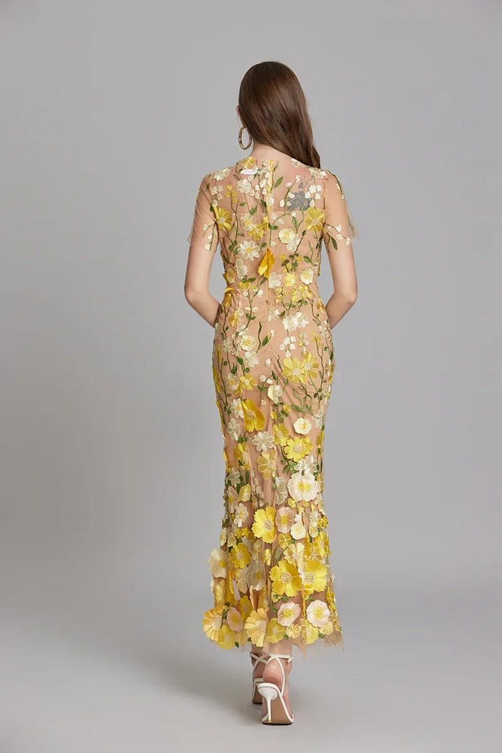 Primrose | Women's Romantic Floral Appliqué Mermaid Evening Gown