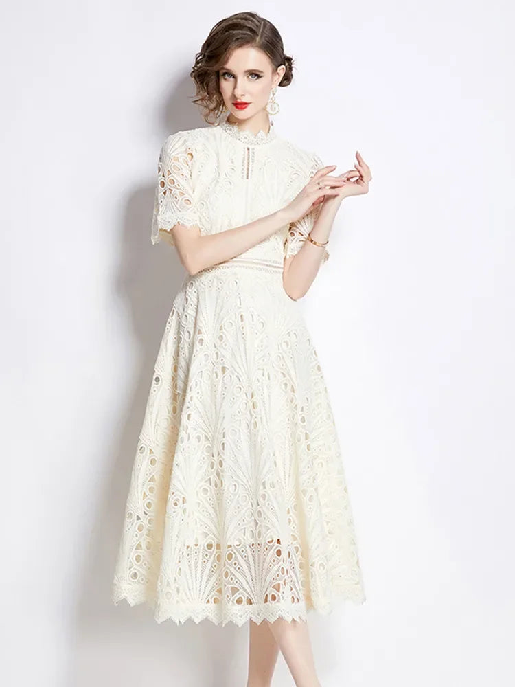Marlene | Vintage Lace Cutwork Midi Dress