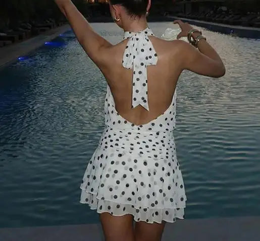 Sloane | Polka Dot Halter Mini Dress