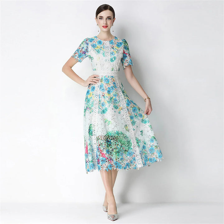 Rosalyn | Openwork Lace Fitted Midi Dress