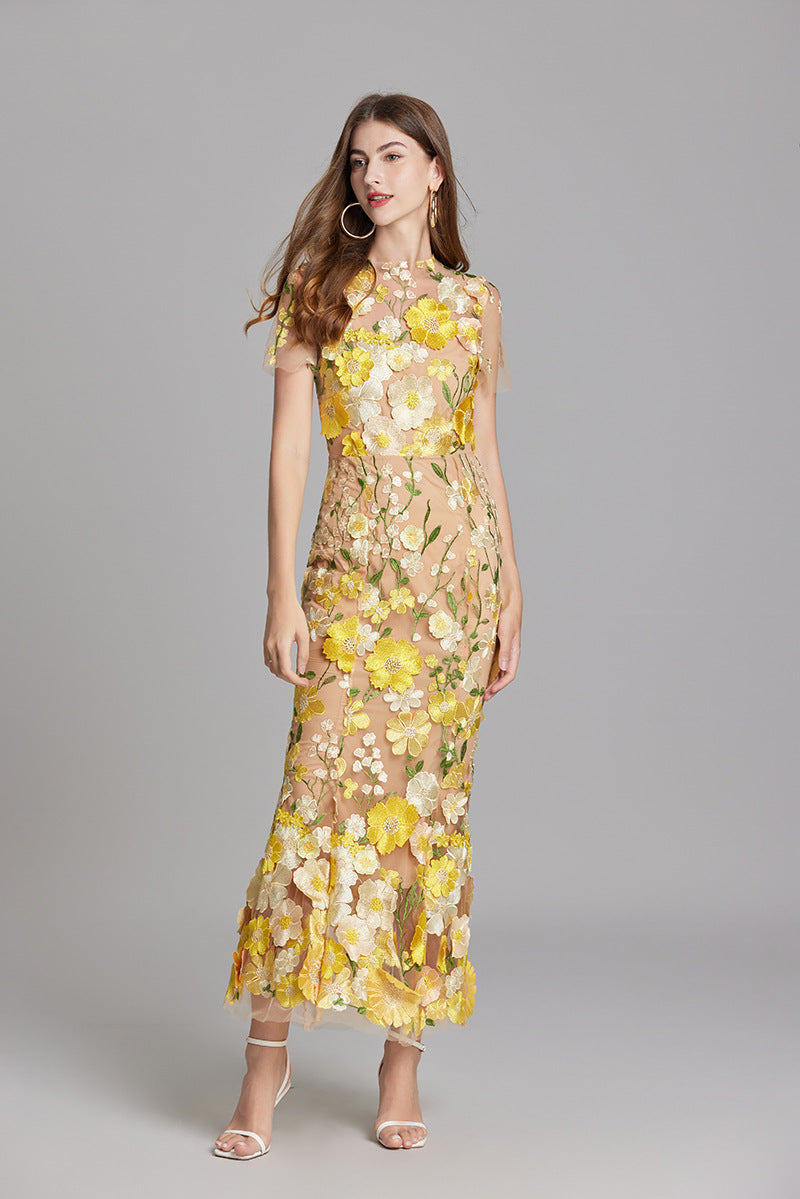 Primrose | Women's Romantic Floral Appliqué Mermaid Evening Gown