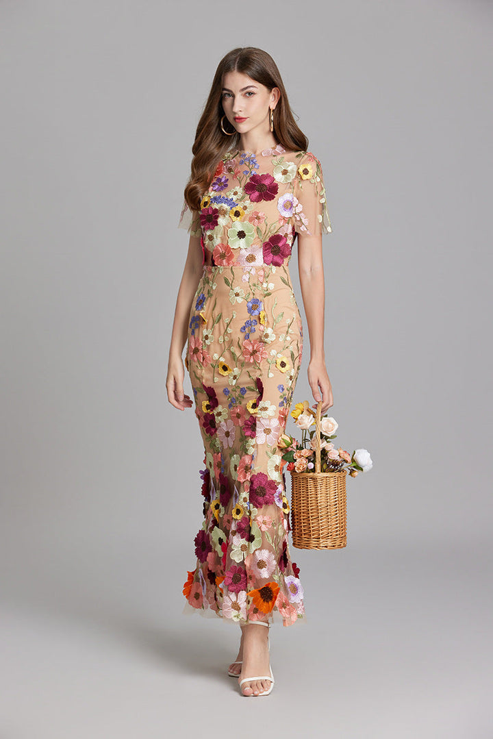 Primrose | Women's Romantic Floral Appliqué Mermaid Evening Gown