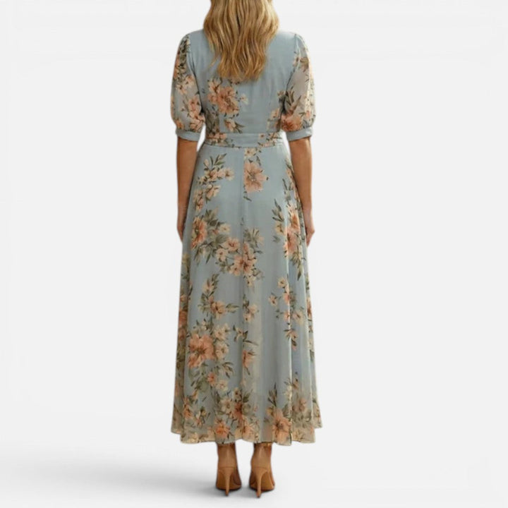 Floral Wrap Midi Dress With V Neck