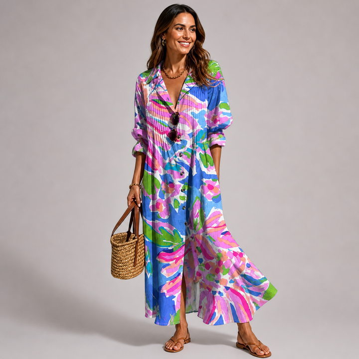 Women's Flattering Floral Tummy Control Maxi Dress