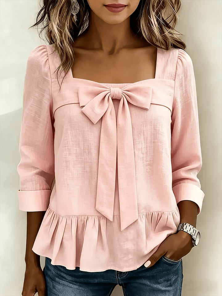 Leah | Puff Sleeve Linen Blouse