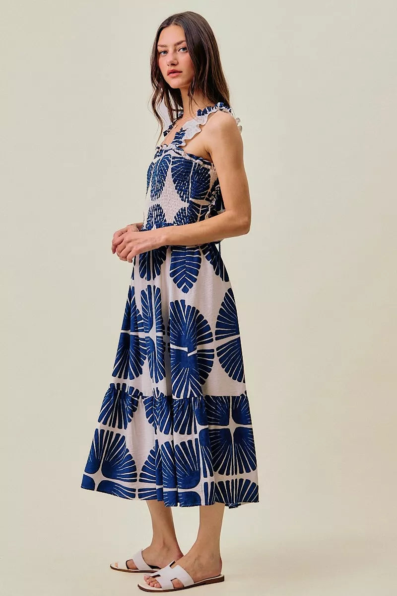 Delaney | Tiered Abstract Print Midi Dress