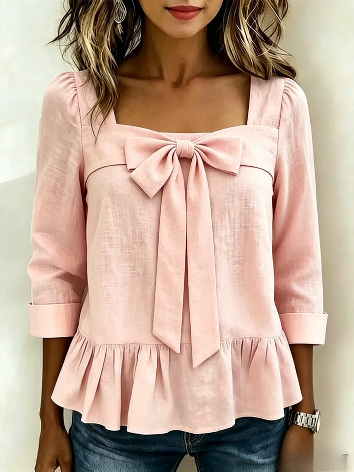 Leah | Puff Sleeve Linen Blouse