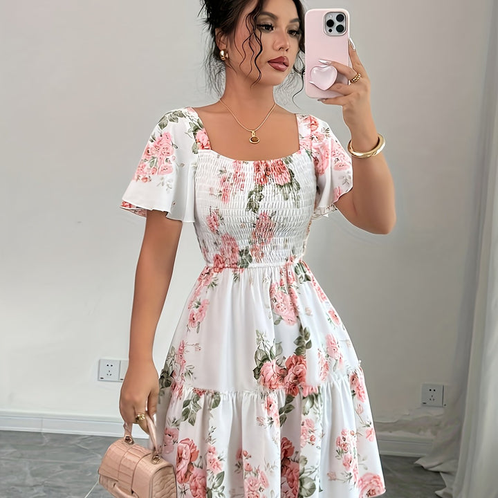 Lorraine | Floral Waist Tie Summer Dress