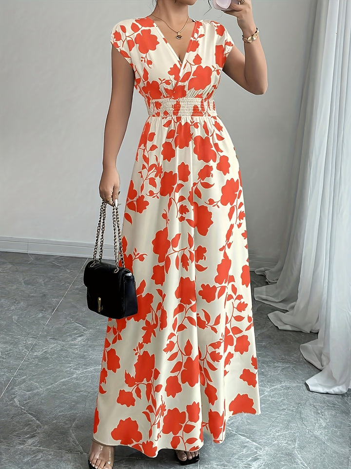 Carly | Floral V-Neck A-Line Maxi Dress